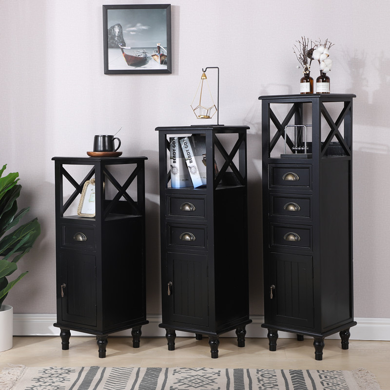 美式实木斗柜窄款抽屉柜客厅立柜储物柜卫生间电视边柜靠墙小酒柜