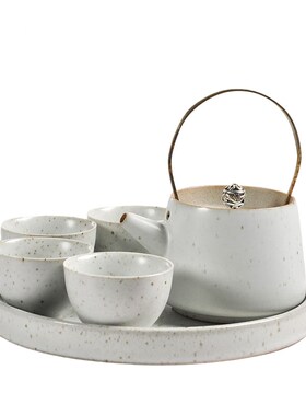 新中式茶具套装摆件样板房客厅售楼处茶几陶瓷材质家居软装用品