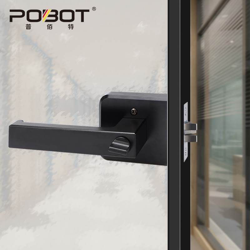 浴室平开玻璃门锁有门框极窄门锁静音磁吸铝镁钛合金卫生间门门锁