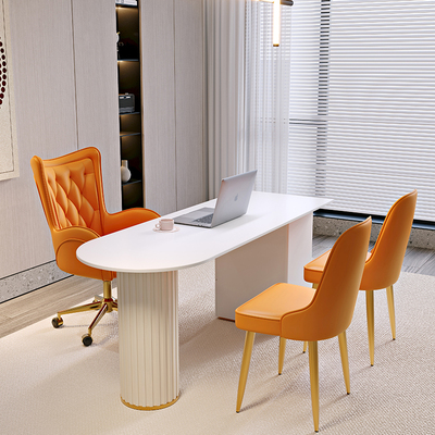 美容院医美面诊咨询室接待桌简约轻E奢岩板烤漆抽屉电脑办公桌书