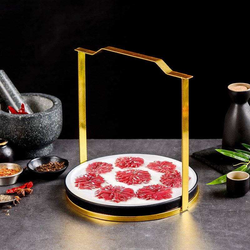 金色提篮商用火锅现切新鲜牛肉密胺D圆盘套装创意特色吊龙网红餐