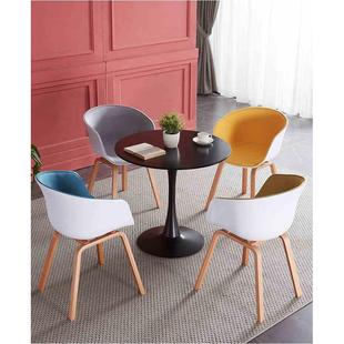 北欧休闲餐椅塑料靠背椅子办公接待洽谈椅设计师创意餐厅椅实木椅