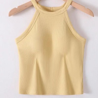 遮 副乳挂脖小吊带2025新款自带一体杯美背打底外穿上衣WX-031