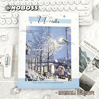 新款冬日治愈雪卡册雪景追星A5四宫格韩系手绘ins风3寸小卡收纳册