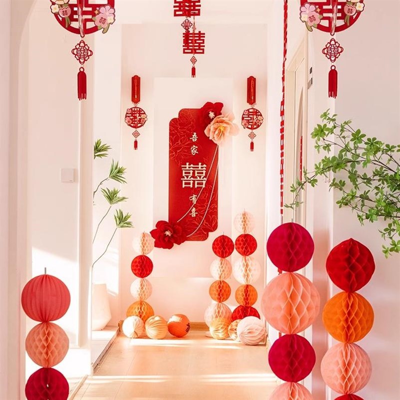现货速发婚房布置喜字贴纸婚礼房间大门装饰客厅窗花立体囍字结婚