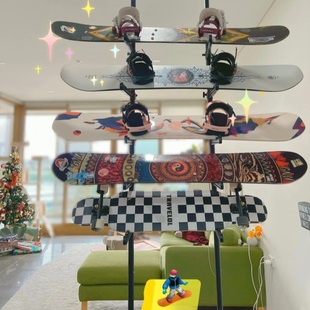 滑雪板展示架免打孔多层滑板架儿童挂雪板收纳架可伸缩橱窗展示架