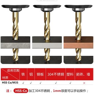 含钴高硬度不锈钢专用铁手电钻转头钻花打孔开孔器 麻花钻头套装