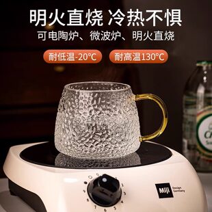 玻璃杯带把泡茶杯家用水杯套装 日式 耐高温客厅泡茶喝水杯子早餐杯