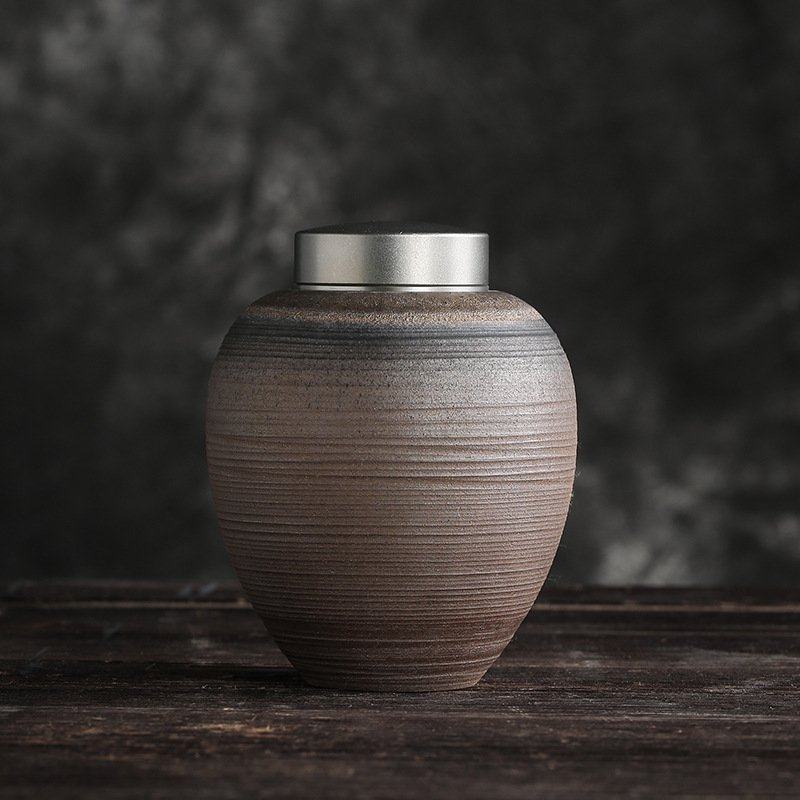 锡盖螺纹鎏金茶叶罐 日式粗陶大小号密封储物罐茶仓 logo,包装,茶叶包装,淘宝优惠券,粉丝福利购,淘宝优惠卷