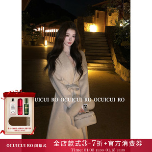 CUICUI崔崔【千山暮雪】100羊毛双面呢外套女狐狸毛袖口毛呢大衣