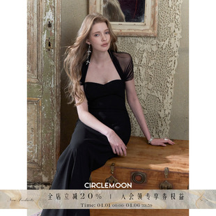 夏季 纯欲风收腰显瘦拼接连衣裙黑色A字裙 夜寐遐想 Circlemoon