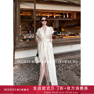 CUICUI崔崔【南城旧事】气场强大姐系风衣式衬衫裙高级感气质长裙