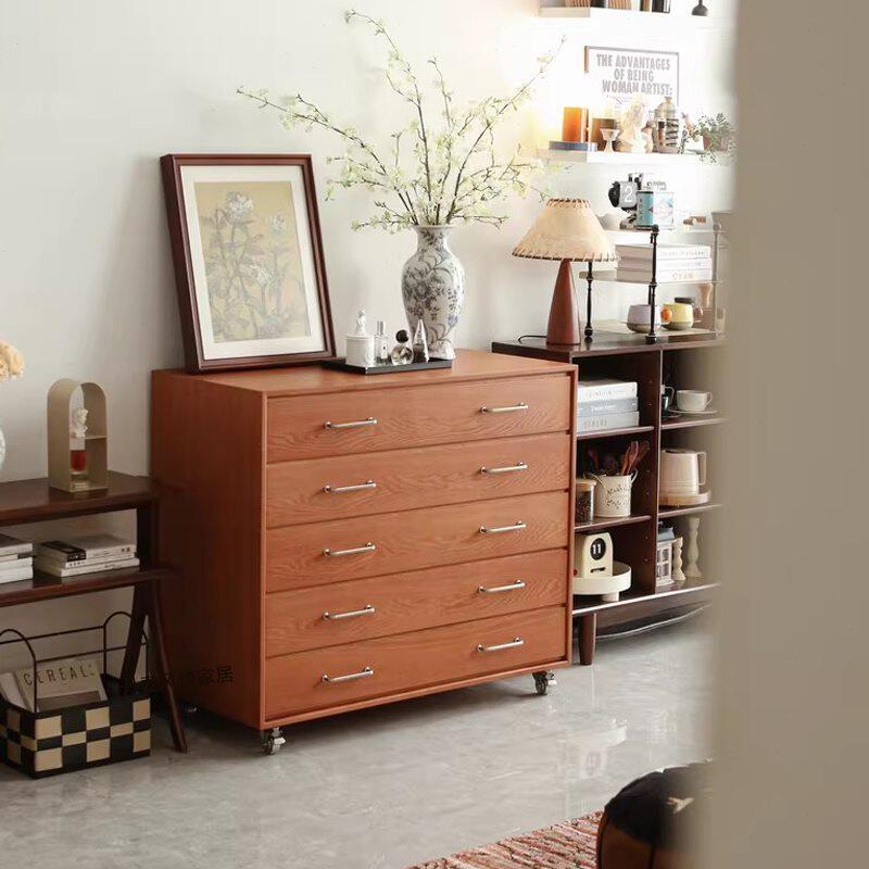 北欧复古风樱桃木五斗柜 中古mcm橡木家用餐边柜沙发柜大容量储物