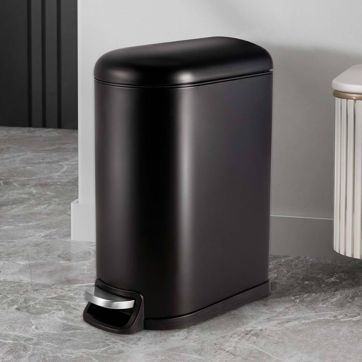 哑光黑色家用10升定盖垃圾桶脚踏缓降静音带盖卫生桶厨房清洁桶,家庭/个人清洁工具,垃圾桶,淘宝优惠券,粉丝福利购,淘宝优惠卷