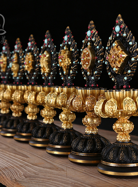 现货速发惠尔美黄铜实心铸造八吉祥家用供奉摆件复古吉祥八宝总集