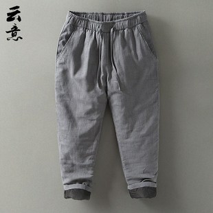 男宽松大码 休闲裤 棉麻Z复古加棉 中国风苎麻加厚唐装 快速发货冬季