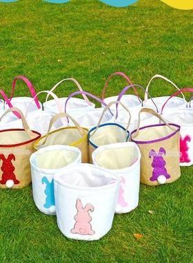 Lovely Easter Bunny Buckets Eggs Toy Handbags Rabbit Basket