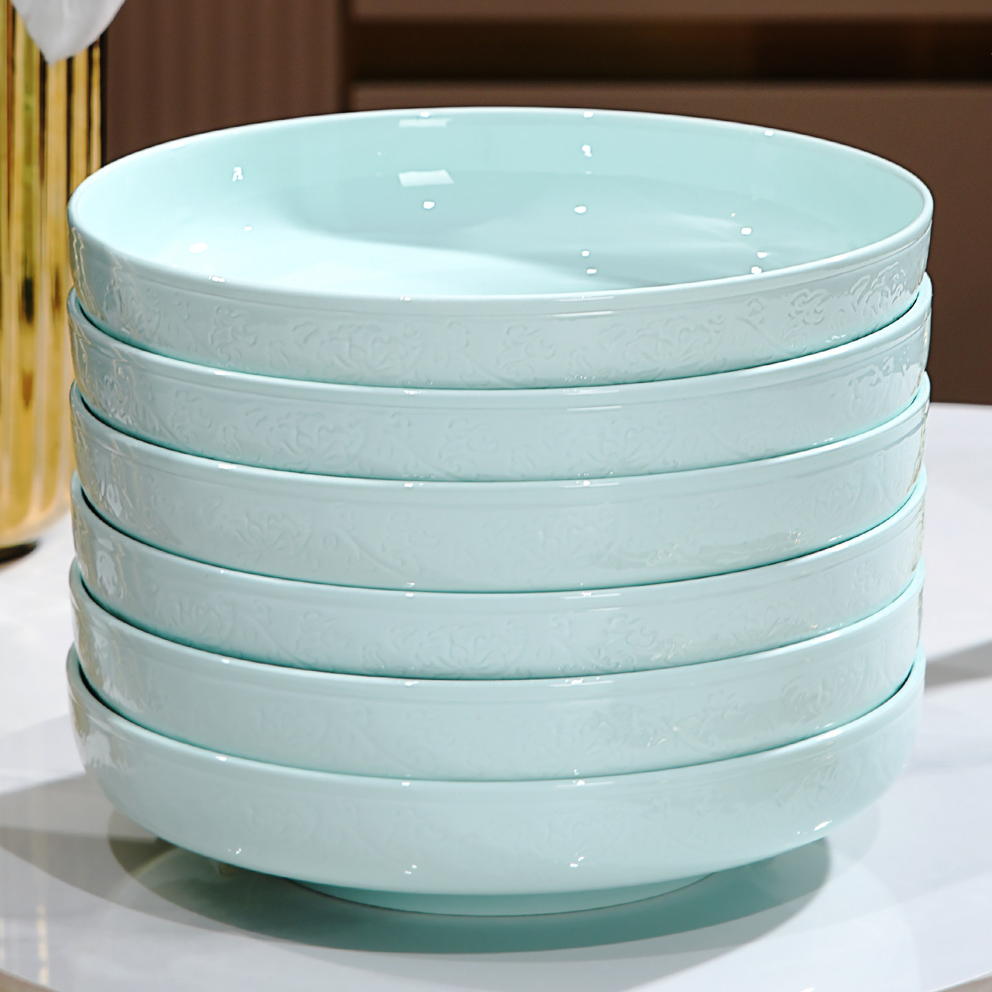 盘子家用2026年新款景德镇高档青瓷新中式骨瓷餐具可微波餐盘组合,餐饮具,盘,淘宝优惠券,粉丝福利购,淘宝优惠卷