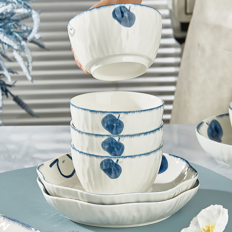 景德镇陶瓷碗家用2025年新款釉下彩特别好看的菜碗可微波陶瓷餐具