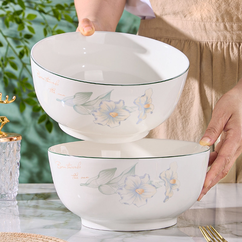 景德镇陶瓷汤碗家用釉下彩新款大容量面碗盛汤碗加厚防烫餐具组合