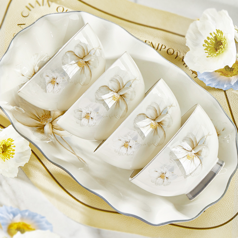 景德镇陶瓷碗家用2025新款高颜值可微波吃饭碗盘组合乔迁送礼餐具