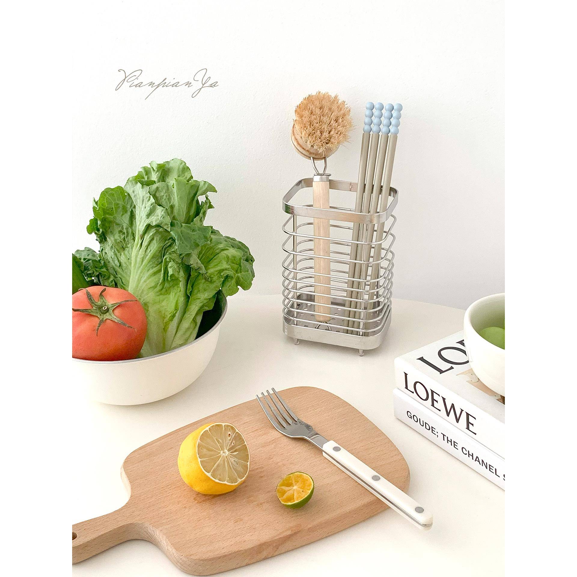 厨房置筒筷台筷面不锈筷子勺具沥水物36966简架收约子笼金餐叉属