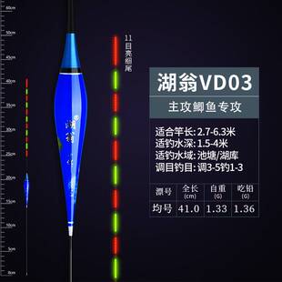 湖翁电子票夜光漂425电池1.0超细硬尾高灵敏鲫鱼漂轻口小碎目浮漂