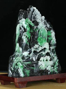 玉石山水摆件翡翠芙蓉石工艺品奇石原石石雕居家办公乔迁送礼