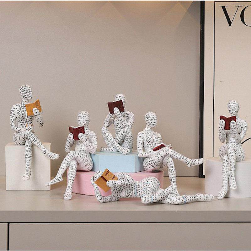 创意艺术人物读书女人摆件图书馆书房阅读室装饰品女士办公桌摆设