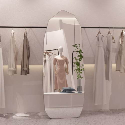 试衣镜贴墙服装店八角穿衣镜异形落地女生家用全身卧室壁挂大镜子