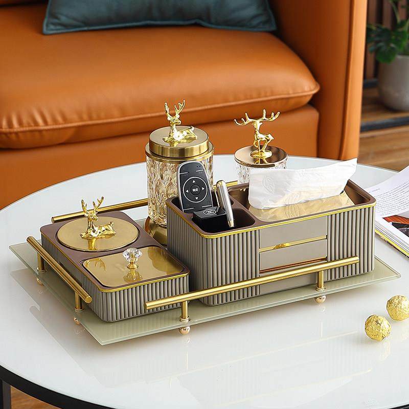 高级感茶几收纳盒抽纸盒轻奢软装饰品摆件家用客厅纸巾盒托盘套装,家居饰品,装饰纸巾盒,淘宝优惠券,粉丝福利购,淘宝优惠卷