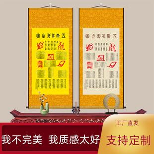 道家五岳真形图挂画 画太上老君镇宅招财客厅玄关装饰卷轴丝绸画