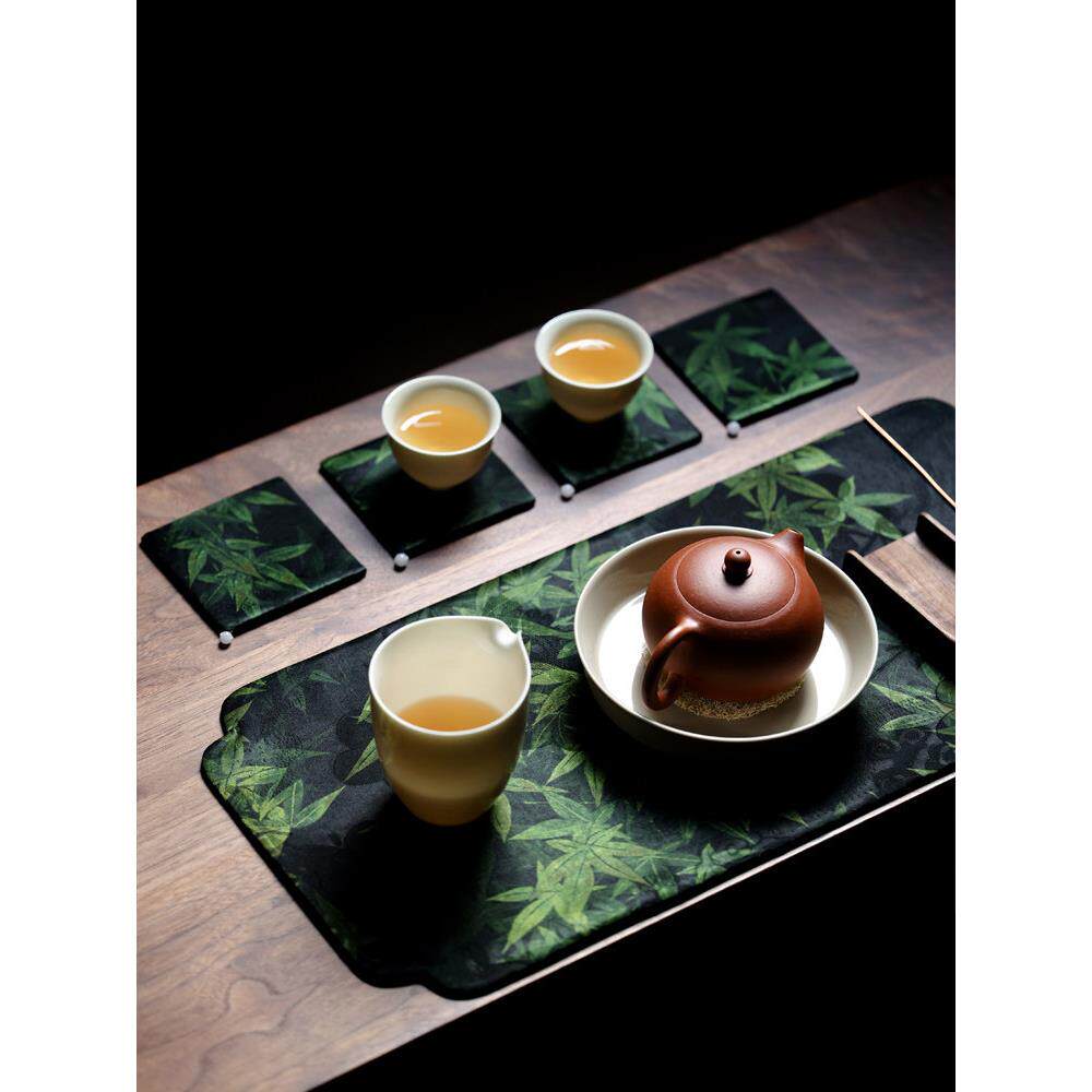 双姊妹中式布艺香云纱茶席壶承垫干泡茶席桌垫中式禅意手工杯垫