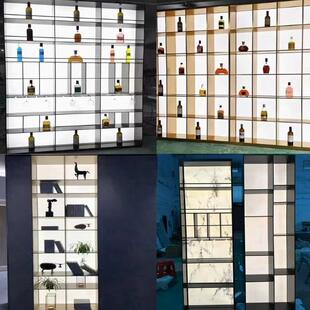 定制不锈钢发光柜金属背板柜酒柜格子导光铝合金展示置物架钢板柜