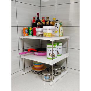 宽38cm置物架可伸缩厨房橱柜衣柜置物架隔板层架可叠加桌面收纳架