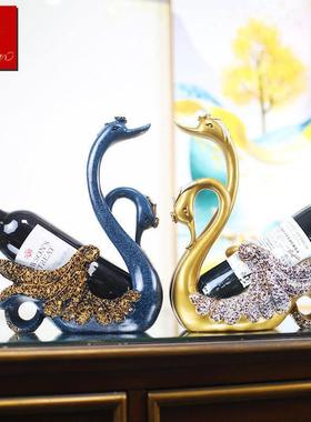 红酒架摆件天鹅客厅餐桌轻奢高档简约现代家居葡萄酒架结婚礼物