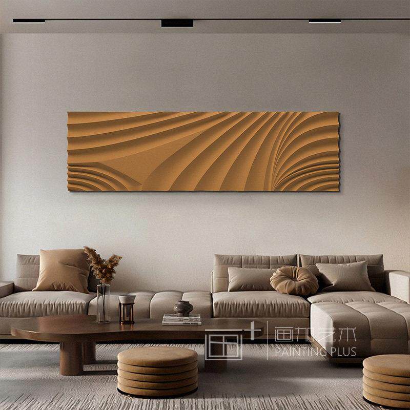 侘寂风客厅沙发背景墙装饰画现代简约3d立体浮雕卧室床头手绘挂画