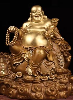 纯铜弥勒佛像大号仿古供奉摆件米勒布袋笑佛礼品家居桌面装饰品