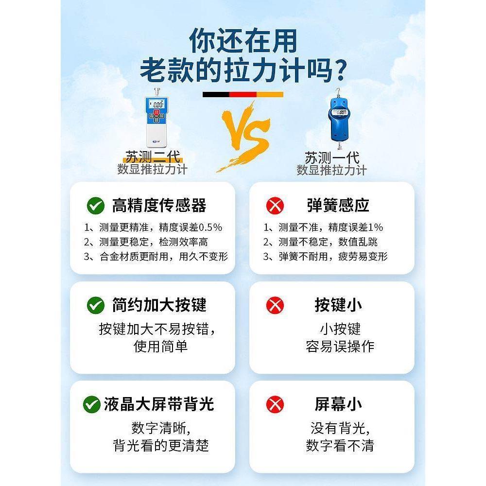 苏测推拉力计测力计拉力测试仪压力计推力计电子数显试验机指针式