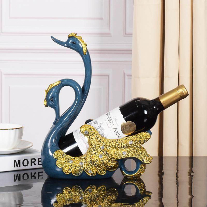 欧式简约现代情侣天鹅红酒架摆件创意家居客厅餐桌酒柜装饰品礼物