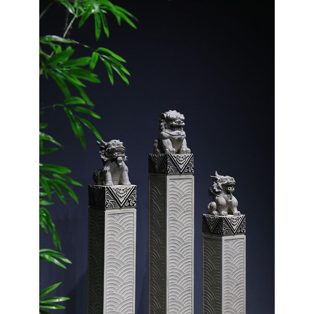 客厅摆件中式大件别墅门口户外造景仿石雕拴马桩大象落地玄关装饰