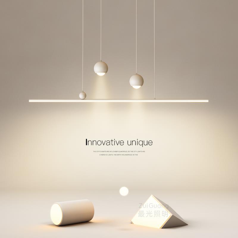 光创意led吊灯设计师长条简约现代餐厅灯卧室客厅吧台餐桌灯具