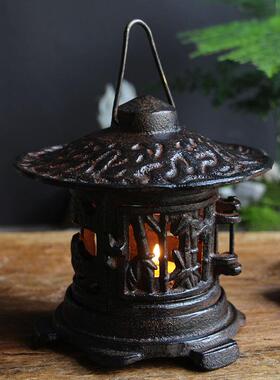 复古做旧灯笼摆件庭院家居民宿装潢创意工艺品铁艺防锈铸铁小灯笼