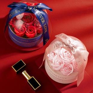 情人节礼盒现货圆筒玫瑰花首饰盒一周耳钉饰品盒戒指套炼耳钉盒子
