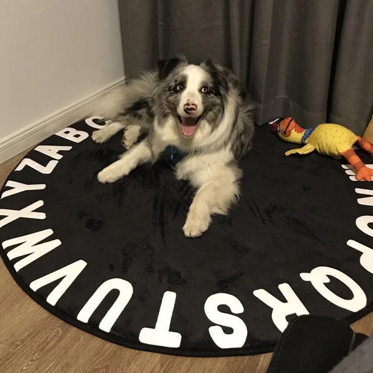 黑色小地毯圆形书房间卧室床边毯子镜前化妆椅电竞转椅子地垫耐脏