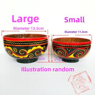 凉山彝族漆器实木饭碗食堂用大碗吃饭的碗手工漆器木碗彝族人饭碗
