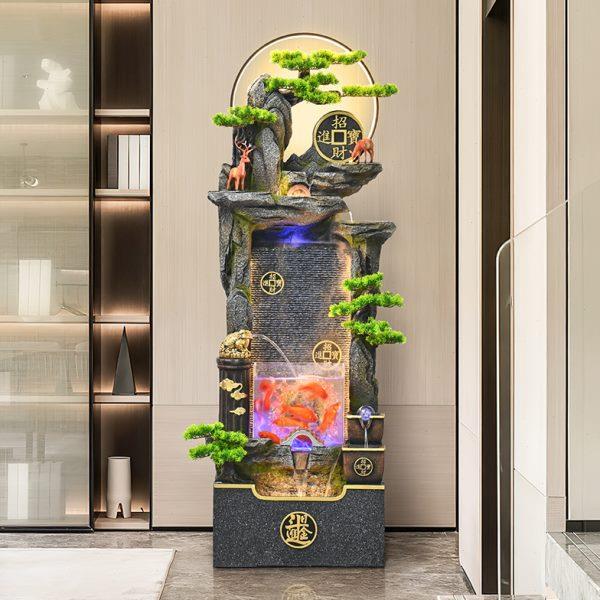 客厅玄关高山流水景观摆件水幕墙鱼缸假山循环水招财造景喷泉装饰