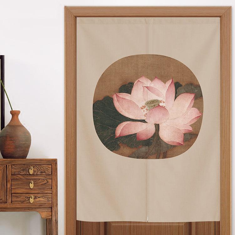 中式门帘隔断复古半帘子中国风窗帘挡风布过道屏风阳台遮风挂布帘