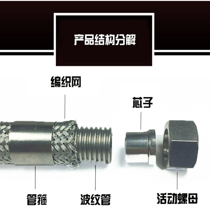1寸304不锈钢波纹管DN25高温高压工业金属编织软管软连接蒸汽管