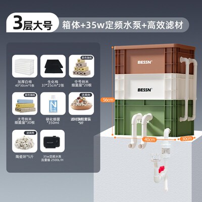 BESSN内置水泵周转箱过滤箱鱼缸鱼池过滤器水循环系统滴流过滤盒